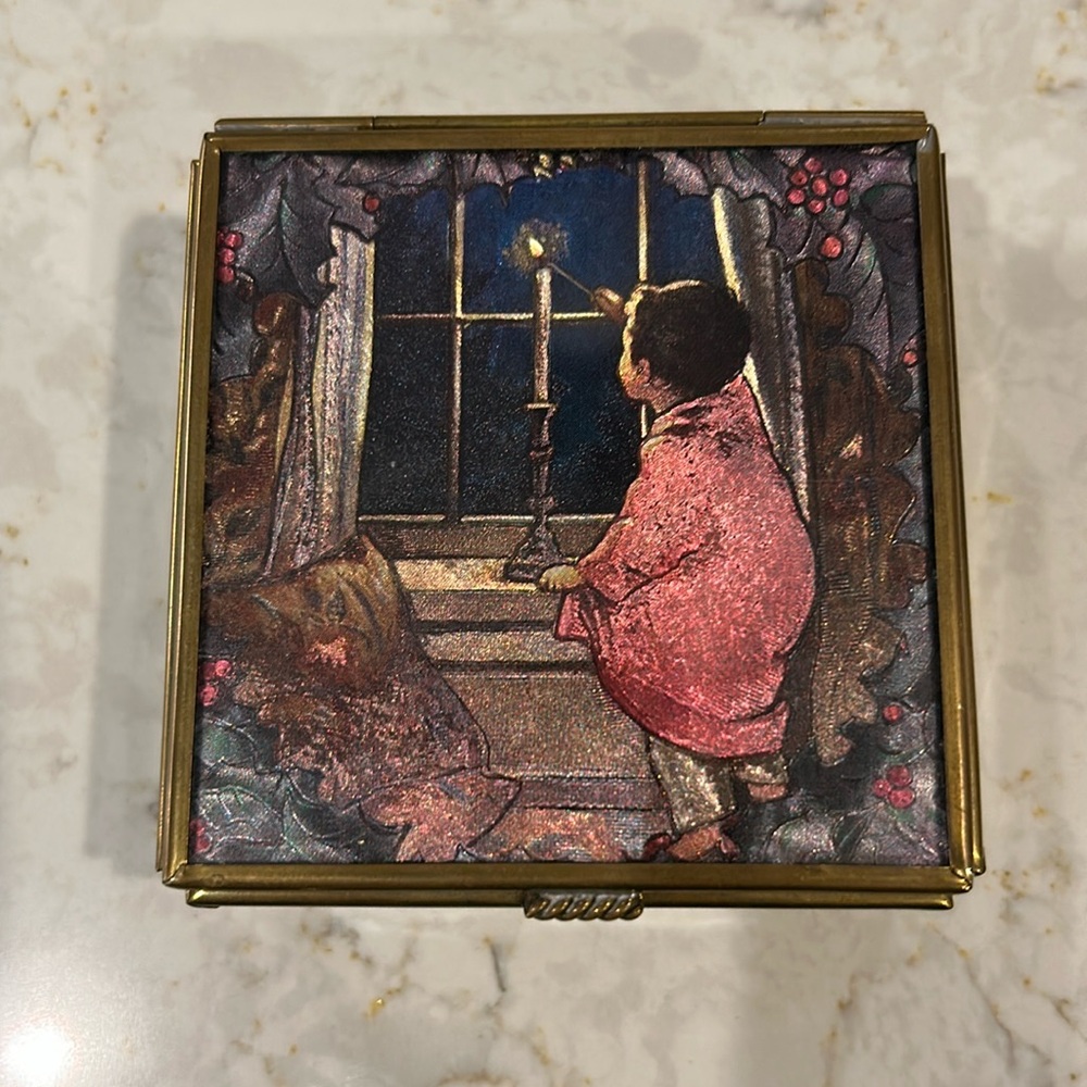 1993 Via Vermont Ltd Child Lighting Candle Glass Metal Trinket Box Thomas Cathey